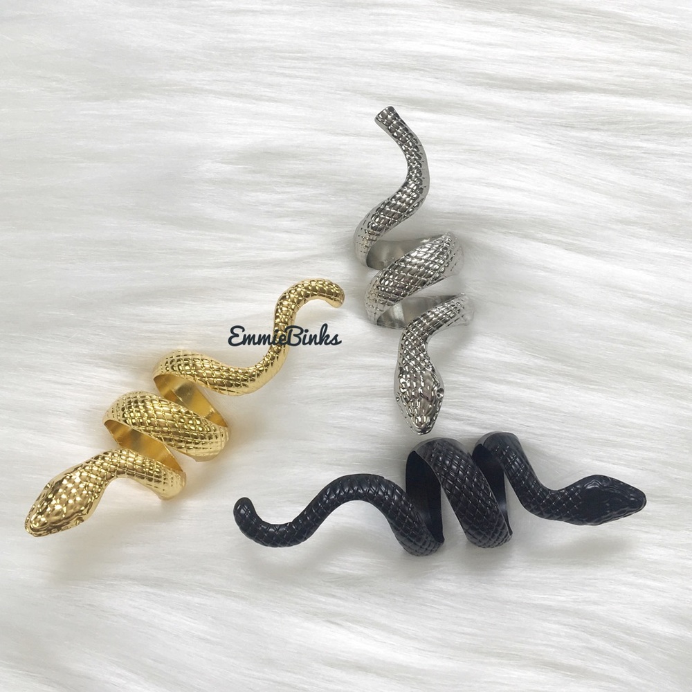 ✨3for$38 New Gunmetal Black Snake Coil Serpentine Statement Ring / Snake Ring